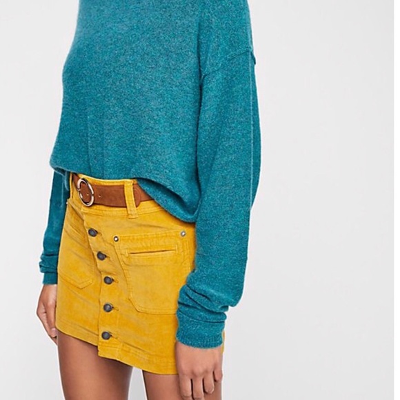 NWT Free People Corduroy mini skirt marigold - Picture 3 of 8